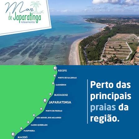 Mapa da região de Japaratinga e Costa dos Corais em Alagoas